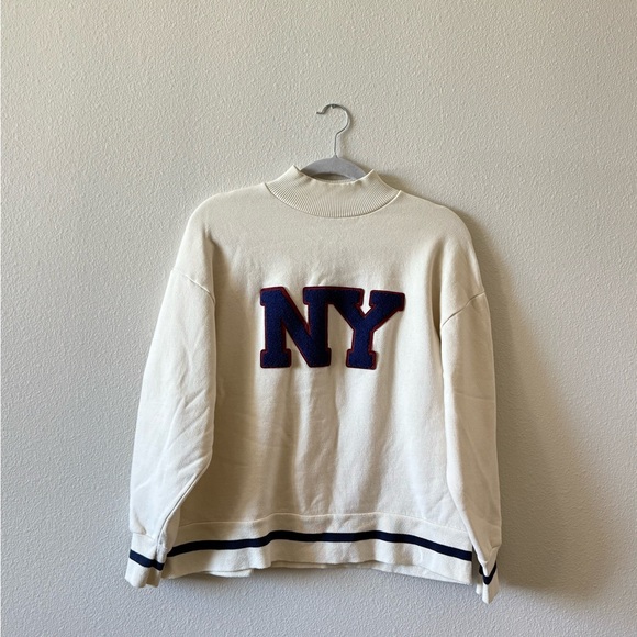 Zara Cream Sweater with Navy NY Logo - Picture 3 of 5